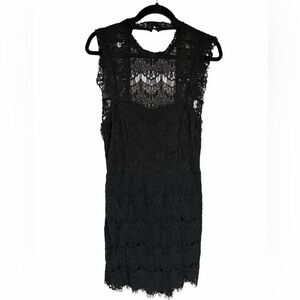 Free People Intimately Black Lace Open Back Mini Dress Size L